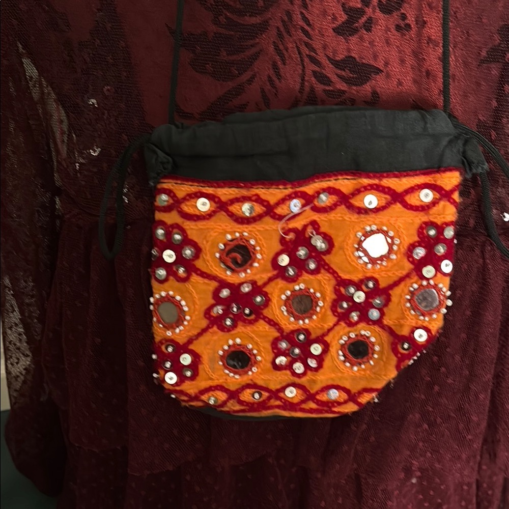 Embroidered Mirror Work Crossbody Bag